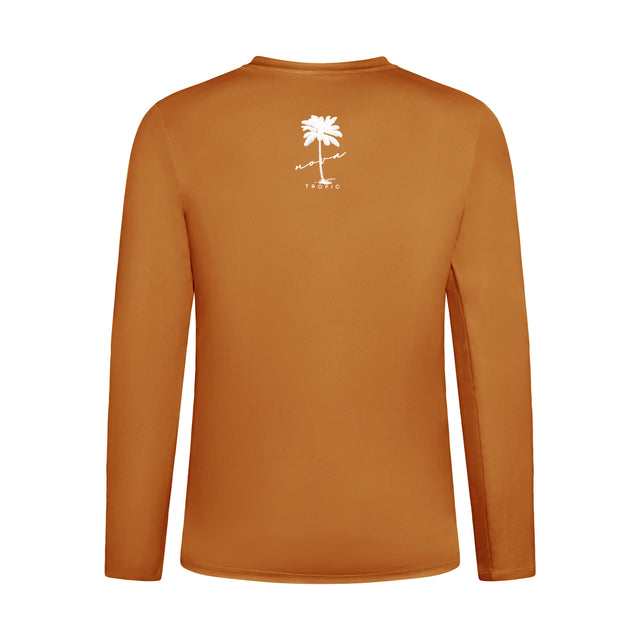 NovaTropic eco-friendly swimwear in a discret natural skin-tone color, offering UPF 50+ protection.