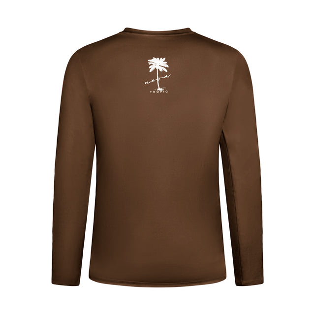 NovaTropic eco-friendly swimwear in a discret natural skin-tone color, offering UPF 50+ protection.